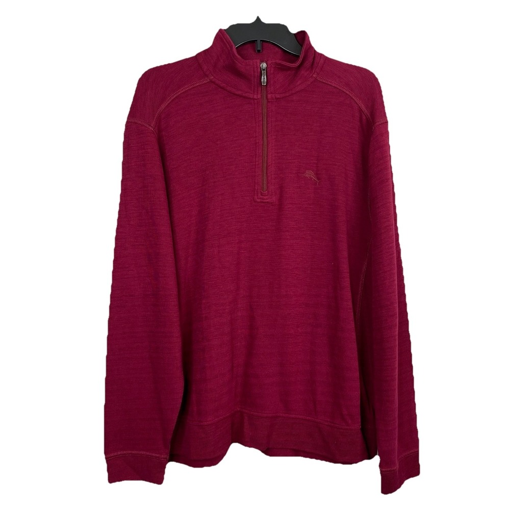 Tommy Bahama 1/4 Zip Long Sleeve Sweater Pullover Men's Medium‎ Rhumba Maroon